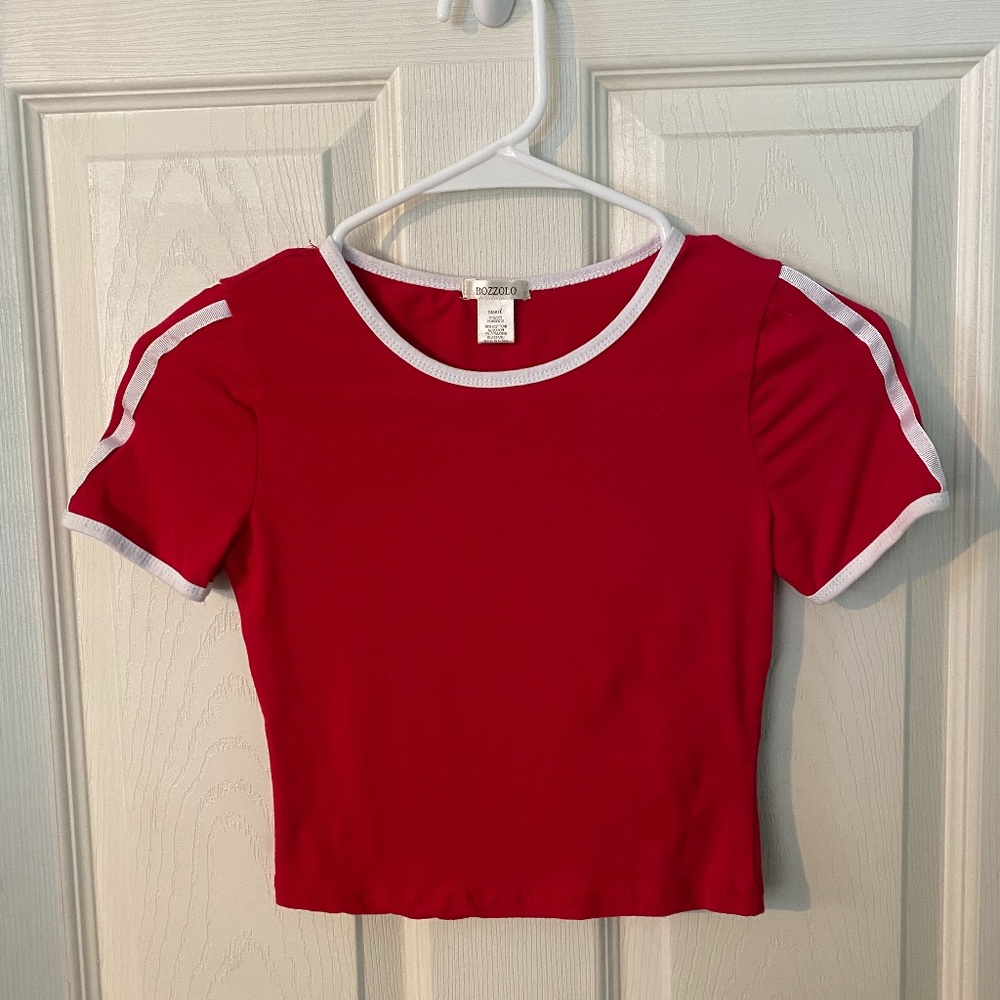Girls Red Cropped Shirt